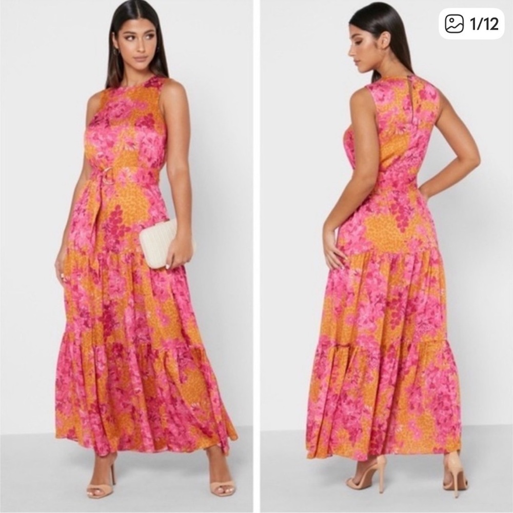 Floral Pink and Orange Maxi Dress - Size equivalent to US 4-6